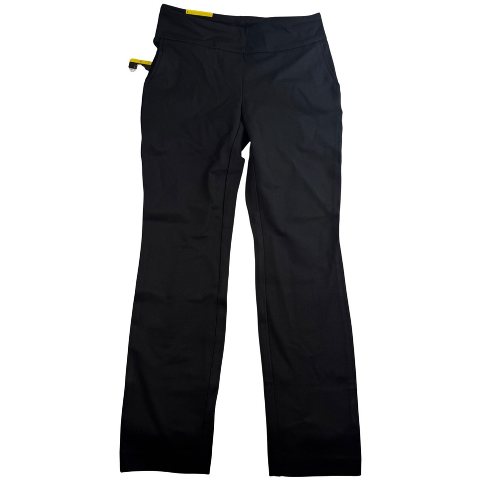 Dalia Womens Tummy Control Pull On Dress Pants Black Straight Leg D4969-E906 S
